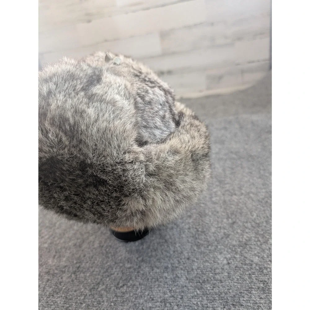 Golden Swallow Hat Ushanka Trapper Faux Fur Gray Quilted Lined‎ Winter Warm Mens